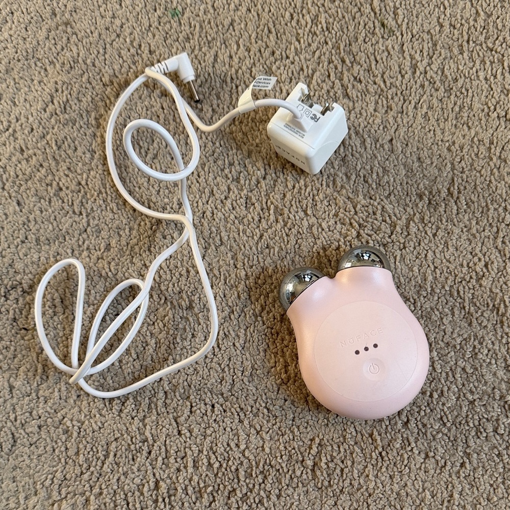 NuFace Mini Facial Toning Device in Light Pink with Silver Probes